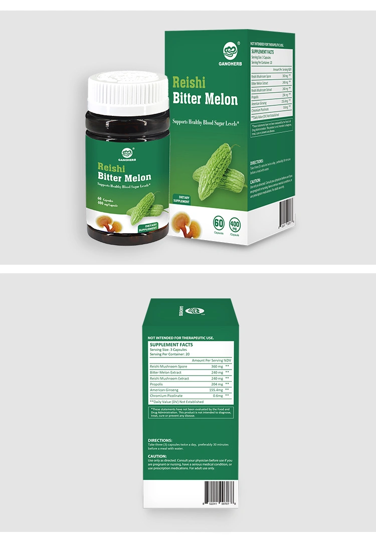 Melon amer le champignon Reishi Extract extrait de propolis American Ginseng Le picolinate de chrome sucre sanguin équilibre Soins du Diabète Herbal Capsule pour Sang inférieur