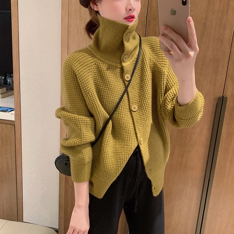 Nnr Apparel Lady Pullover Knit Button Lady Winter Sweater