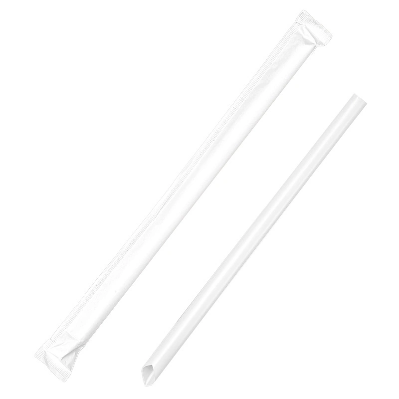 Custom Disposable Milk Tea Drink Beverage Individually Packaged PLA Plastic Straw