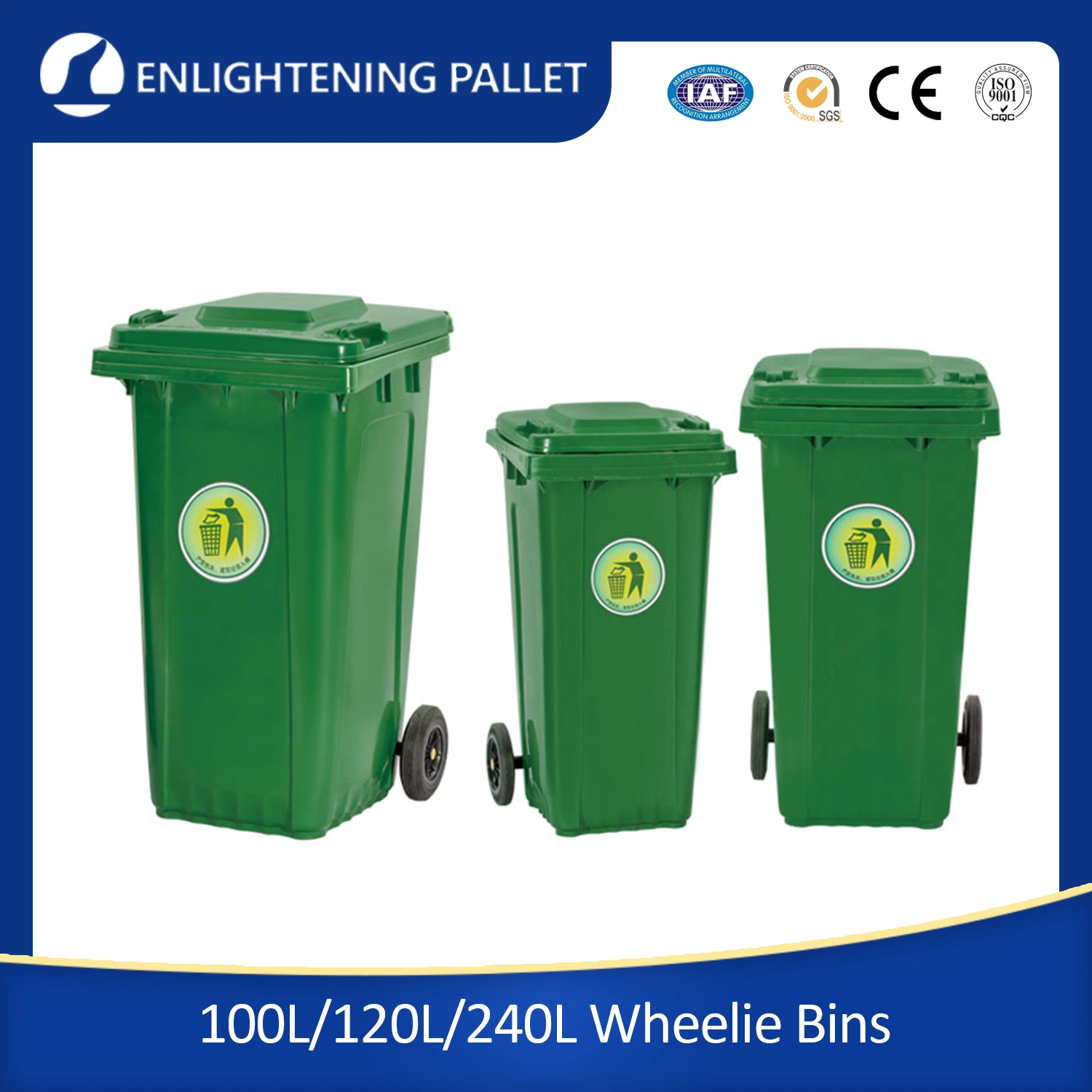 100/120/240/360 Liter Wholesale Heavy Duty Outdoor Public Street Recycle HDPE 2 Wheels Dustbin Plastic Rubbish/Trash/Wheelie/Garbage/Waste Bins with Foot Pedal