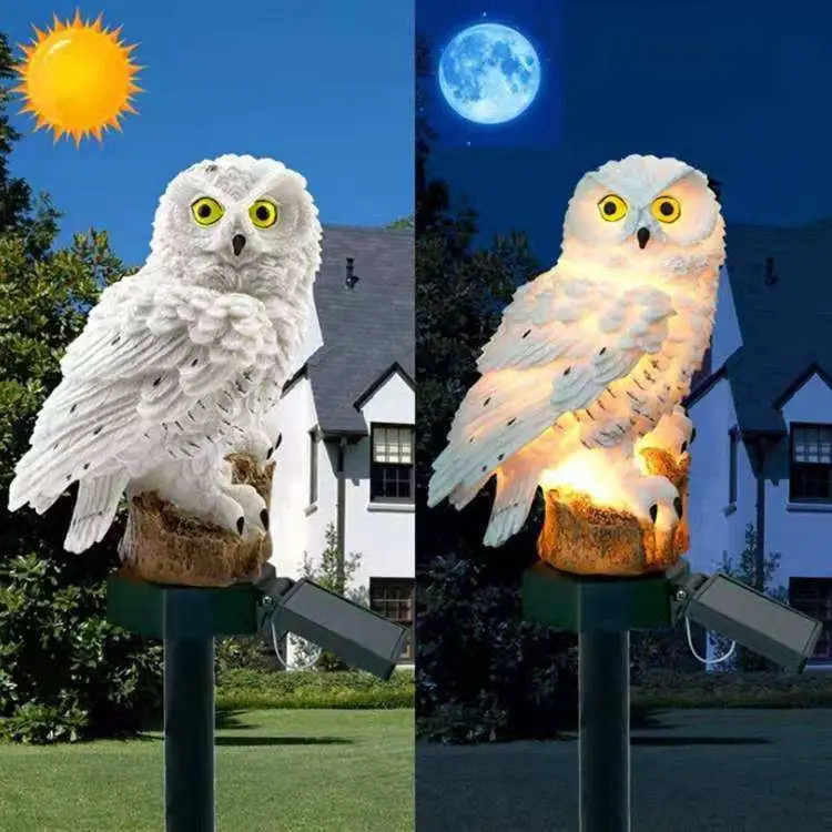 Outdoor Lawn Landscape Lights Decorative Resin Sensor LED Owl Garden Light