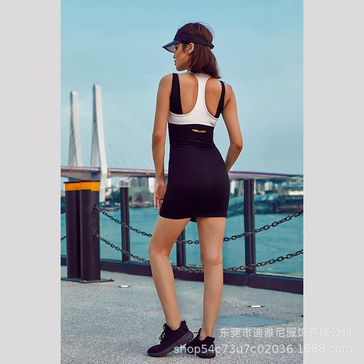 New Sports Tennis Clothes Fitness Breathable Dress Anti-Lighting Beauty Back Hollow Yoga Clothes Women