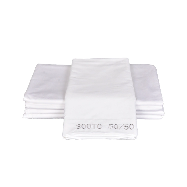 Hotel White 50 Coton 50 Jeu de feuilles de polyester coton lit Queen Size