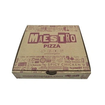 Full Colors Printed Brown Kraft Pizza Box