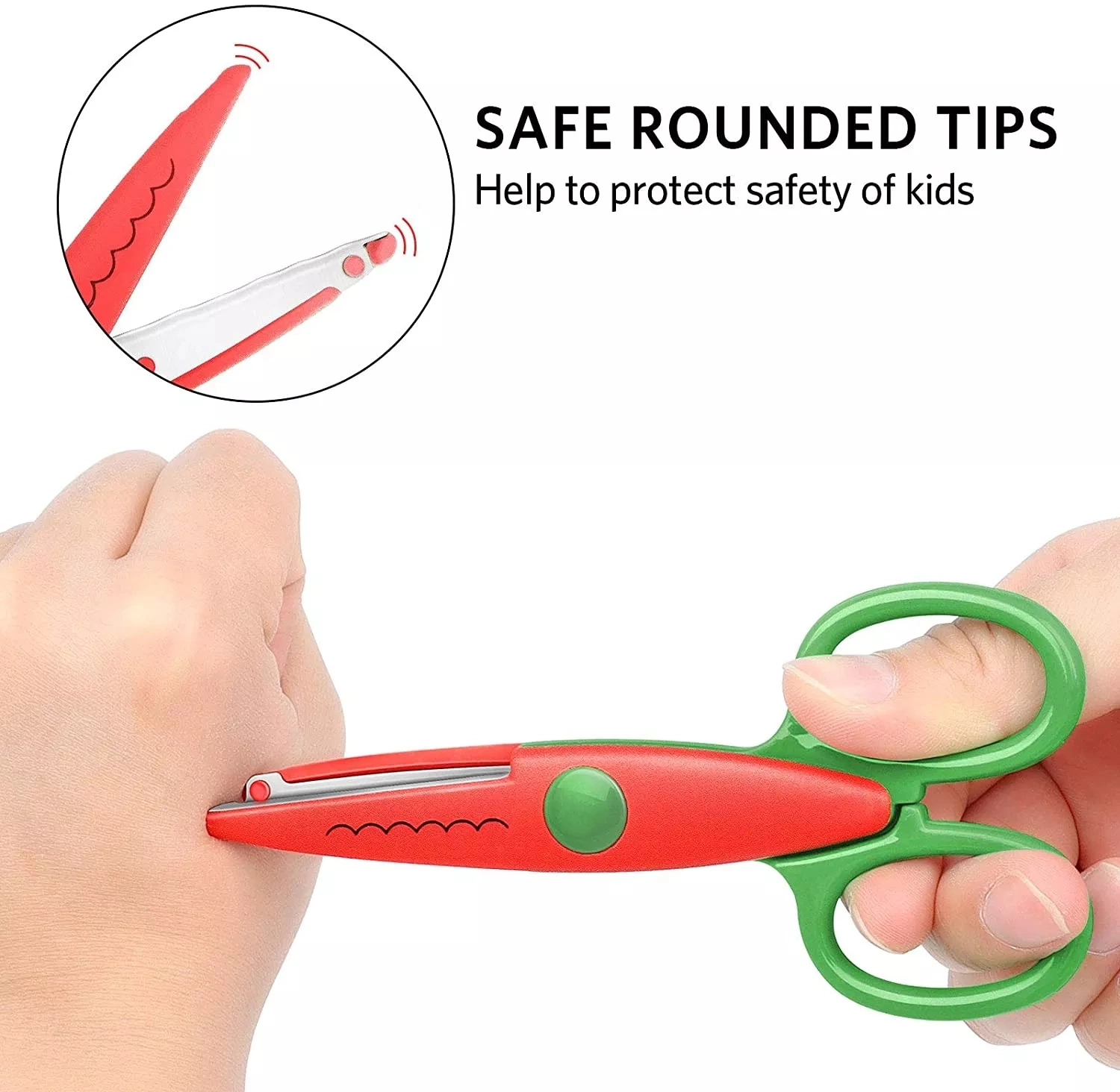 6 Styles Wholesale/Supplier Plastic Kids Design Safety Craft Scissors Decorative Edge Wave Edge Cutting Zigzag Scissors