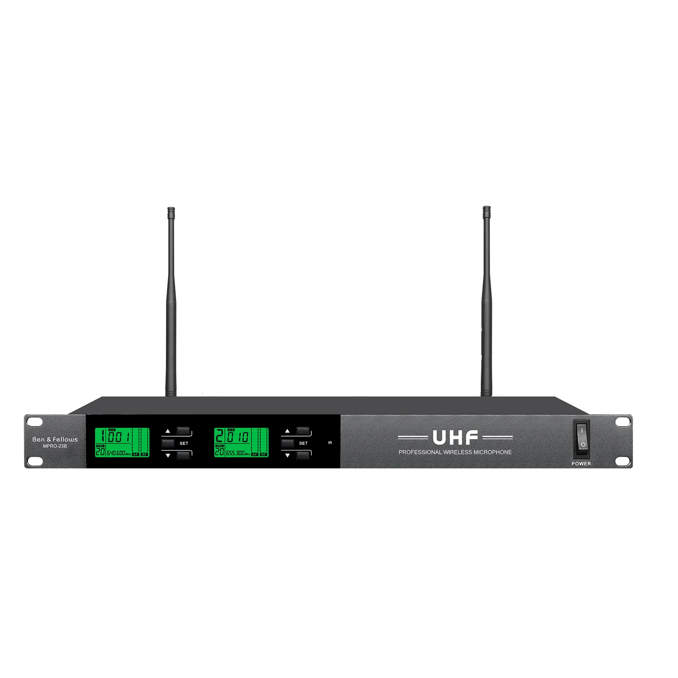 جهاز استقبال سماعات الأذن ذات القنوات المزدوجة الاحترافية UHF Wireless على الأذن Inalambricos الميكروفون