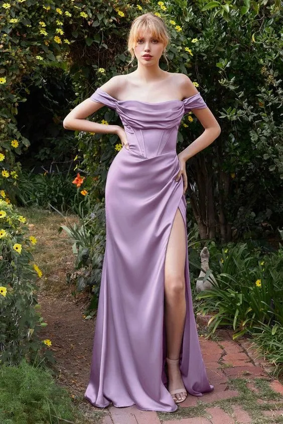 Purple Party Prom Gown Split Long Cocktail Evening Dresses E1600