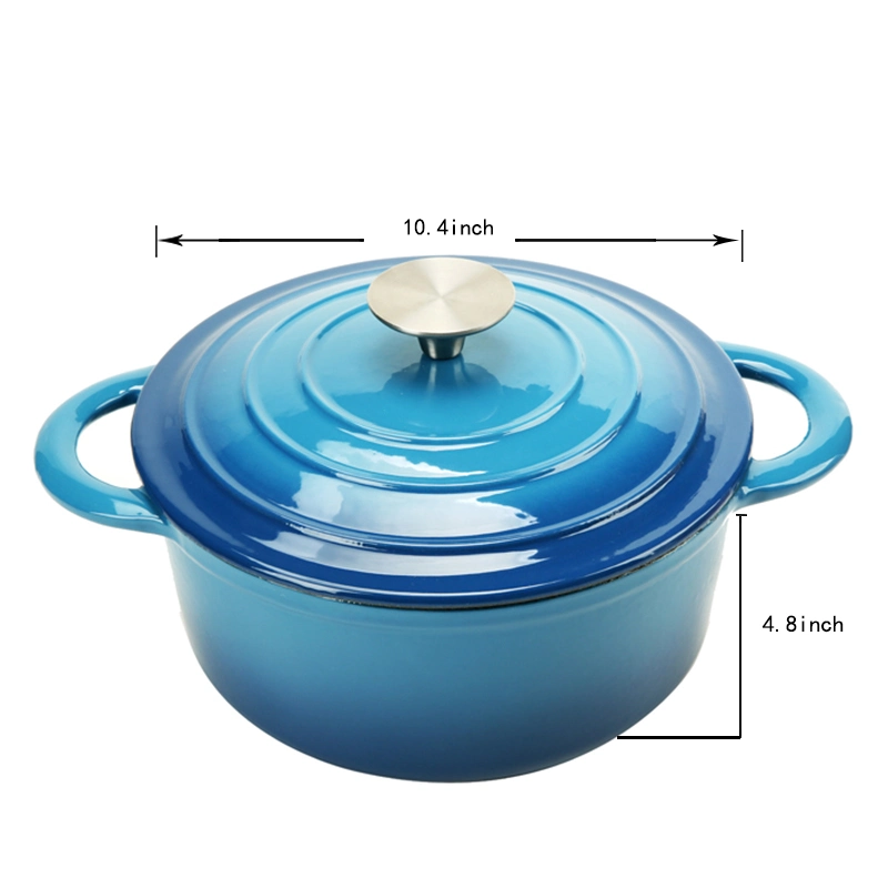 Vente en gros batterie de cuisine Enamel coloré rond 4,7qt four hollandais cuisine moulée Fer à vaisselle à deux oreilles