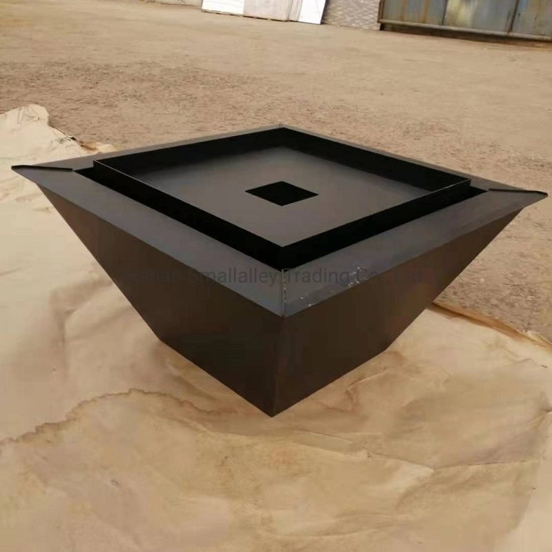 360 Spill Metal Square Fire and Water Bowl Fountain in Black Color