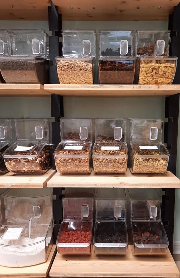 El almacenamiento de alimentos dulces granos de café de la gravedad de los cereales a granel de arroz de gran calidad de alimentos para mascotas alimentos a granel contenedor de supermercado