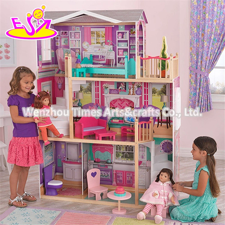 Best Design Big Size Kids Wooden Elegant Doll House Set with Furniture W06A227