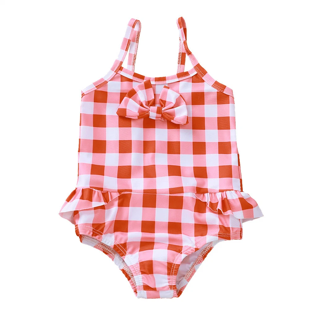 Girls Swimwear Infant Kids Baby Fashion Newborn Baby Bathing up Plaid Swimsuit 2020 Summer Clothes