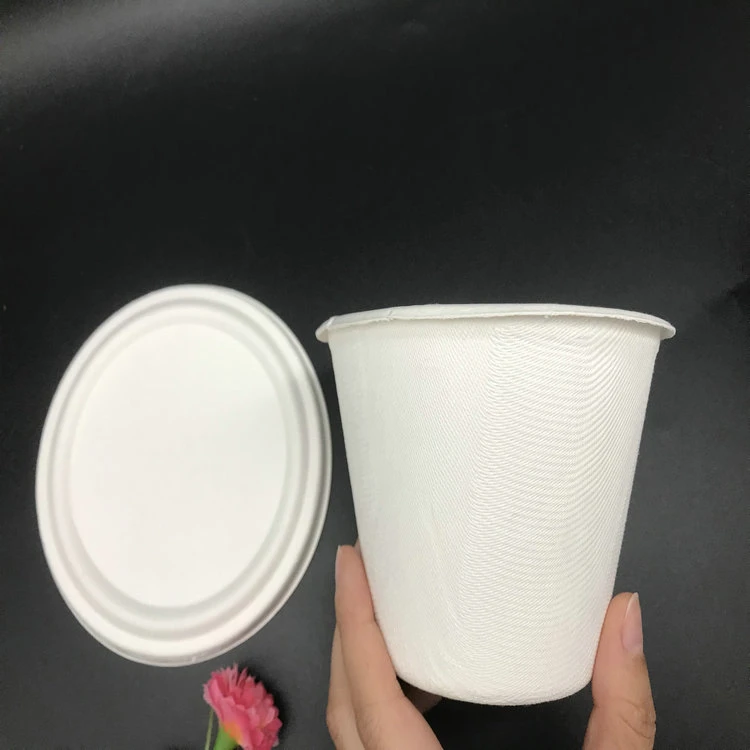 Disposable Compostable Sugarcane Bagasse Cup with Lid 500ml 17oz