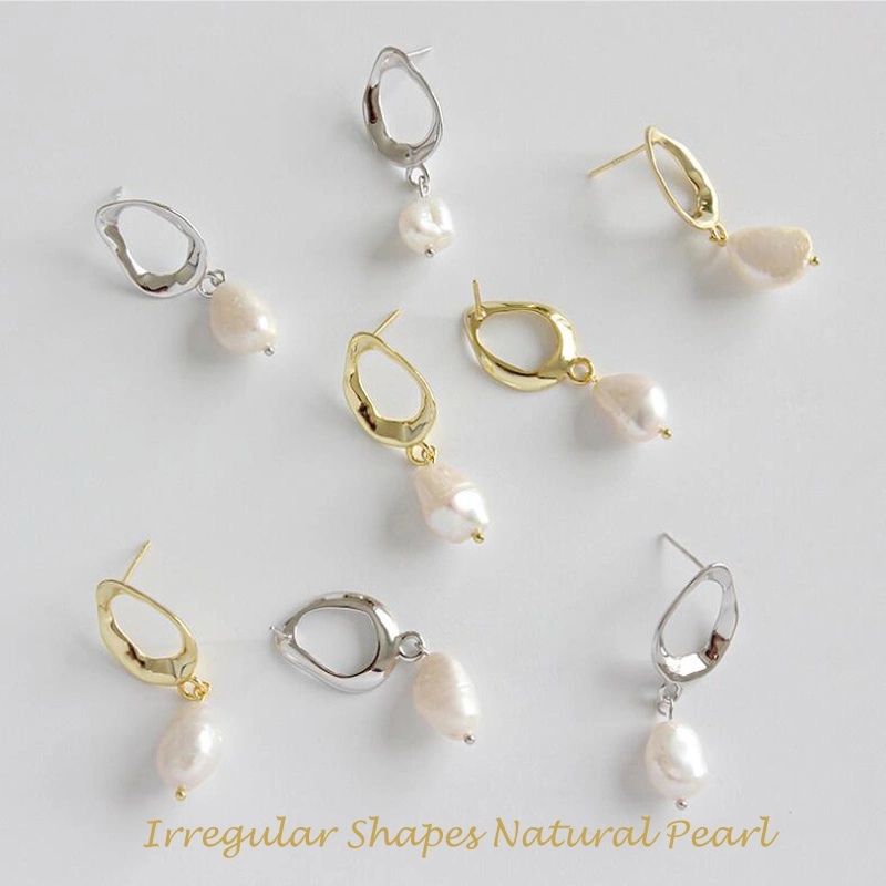 Simple Earring Irregularity Freshwater Pearl Earrings Fashion Silver Jewelry