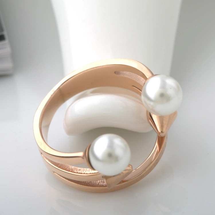 Punk Fashion Jewelry Stainless Steel Personalized Pearl Finger Ring