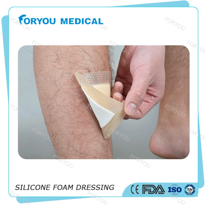 FDA 510k Diabetic Ulcer Treatment Silicone Antibacterial Foam Dressing with Border