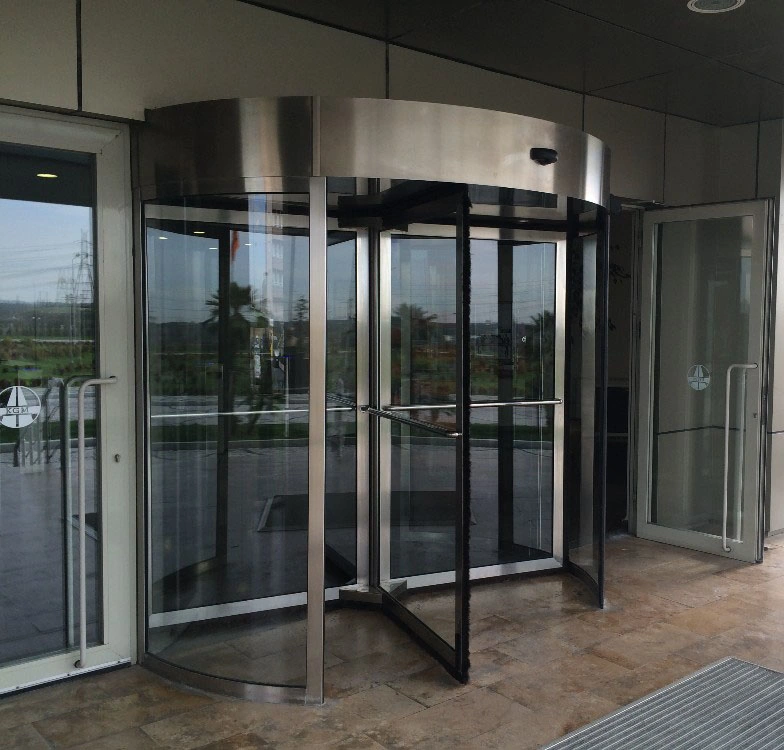 Automatic Revolving Door Clad with Stainless Steel Unpainted or Rose Gold Various Available