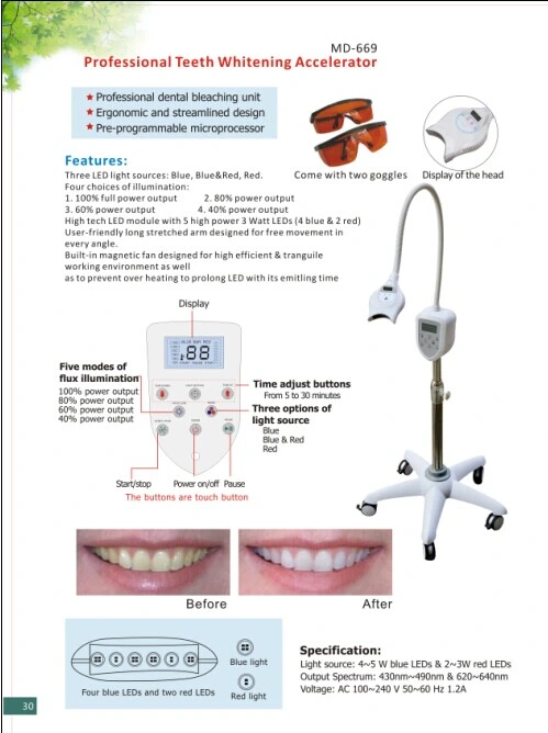 MD669 Movable Teeth Whitening Unit with Touch Button Tooth Bleaching Machine