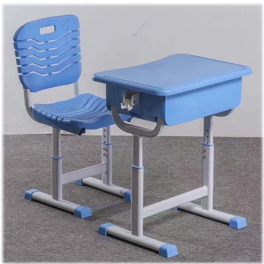 Single Modern Adjust Plastic Metal Frame Study Table with Chair for School