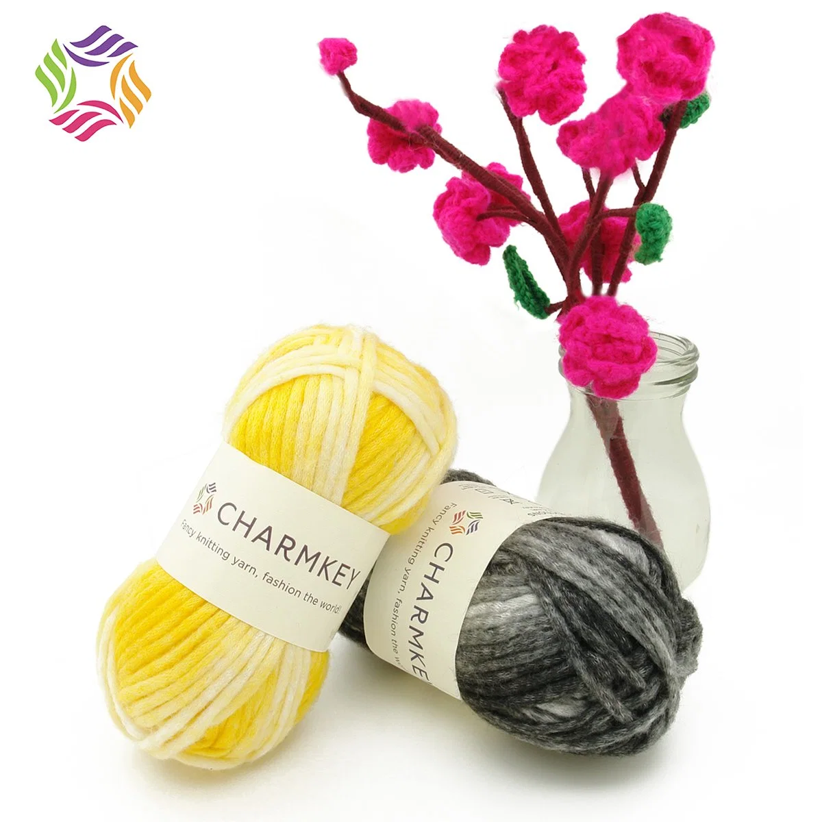 Charmkey High Quality Blended Yarn Hand Knitting 82% Acrylic 18% Nylon Yarn for Crochet