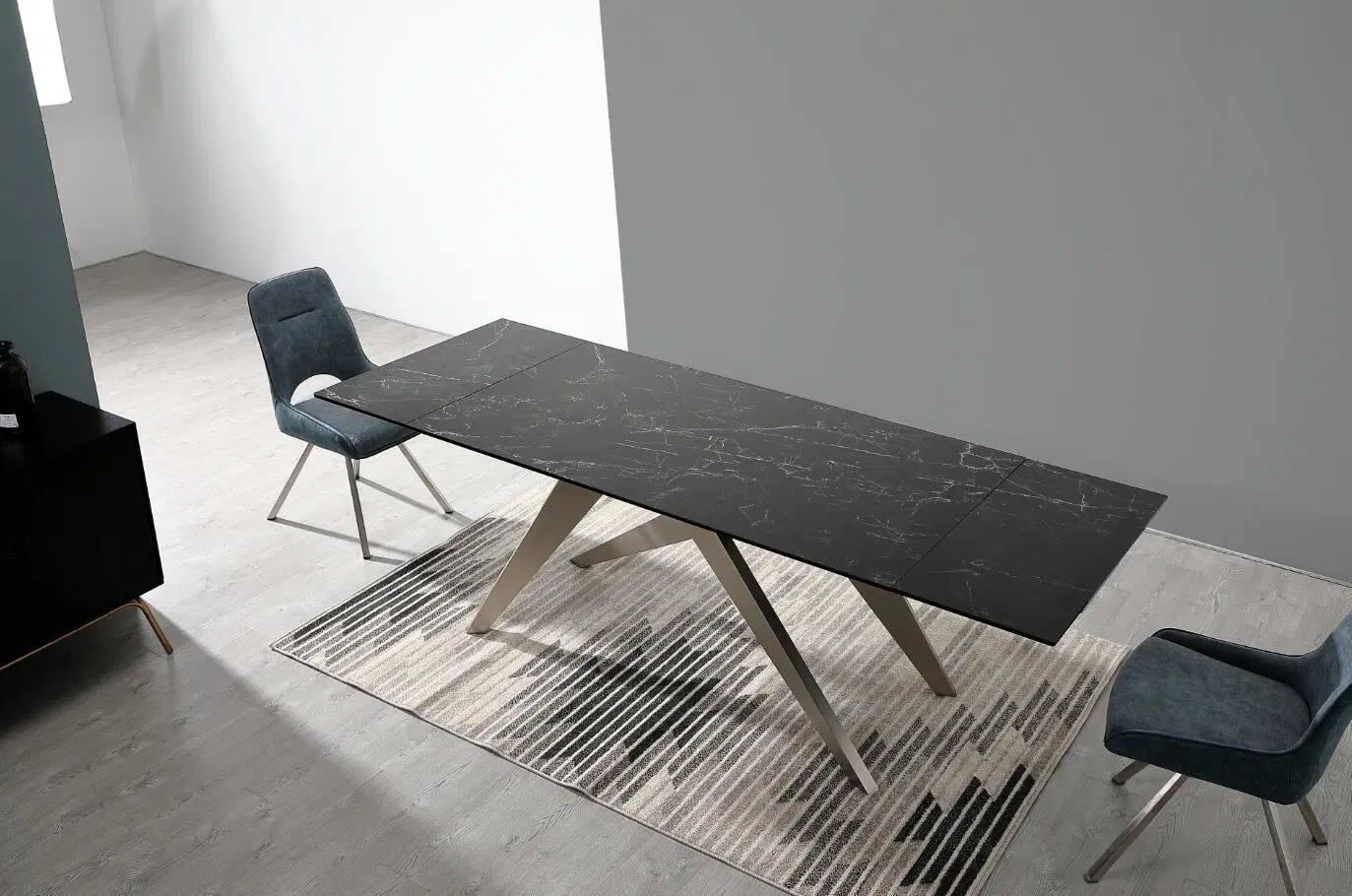 Glass with Imported Ceramic Extendable Dining Table