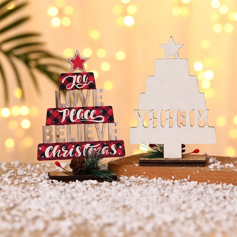 Recorte de la Navidad de madera de árbol en forma de Adorno de torta de impresión