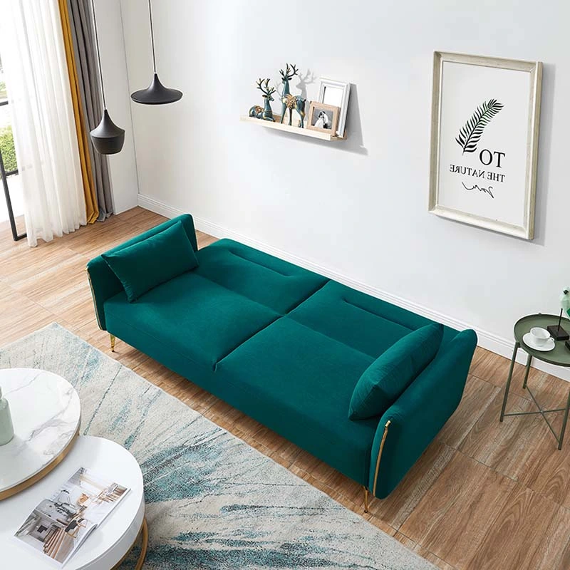 Moderno lujoso y sencillo sofá-cama Mobiliario de casa Sala de estar ajustable Cama plegable de pino importado Sofá cama de tela multifuncional