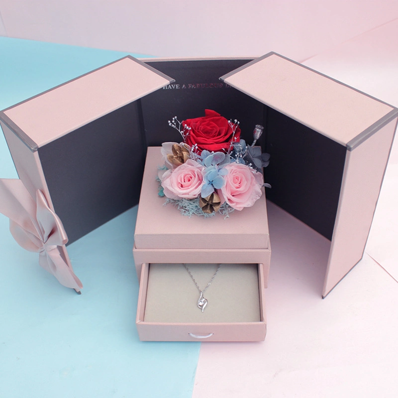 Véritable préservé Rose - Boîte cadeau Rose éternelle Handmade Fresh a augmenté de cadeau pour son anniversaire, Noël, la Fête des Mères, la Saint Valentin