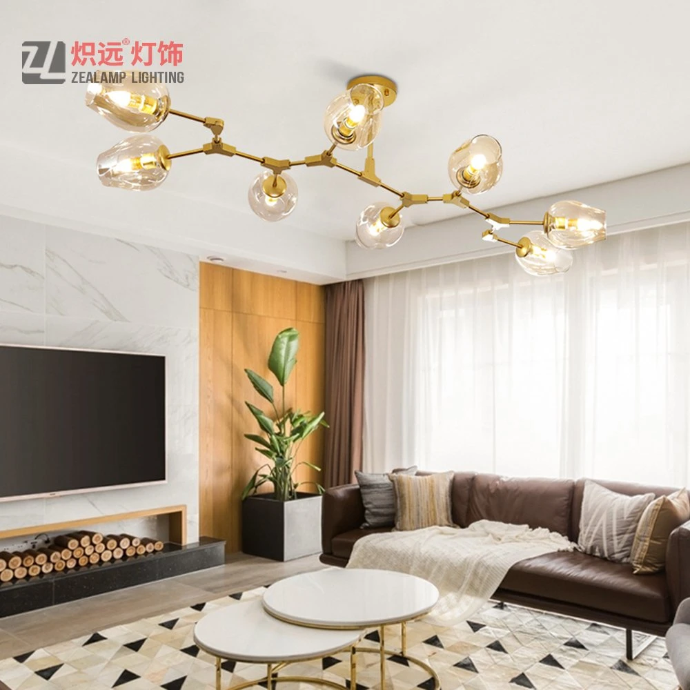 Modern Metal Hanging Light Hotel Lighting Glass Pendant Lamp