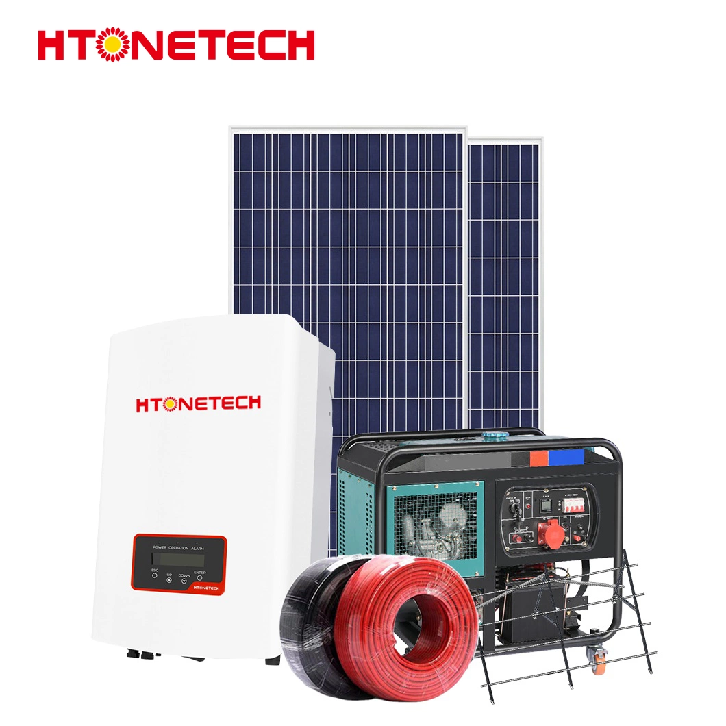 Htonetech Solar Cells Solar Panel Manufacturers 5kVA Solar Inverter China on Grid Wind Solar Hybrid Power System with 40 Diesel Generator