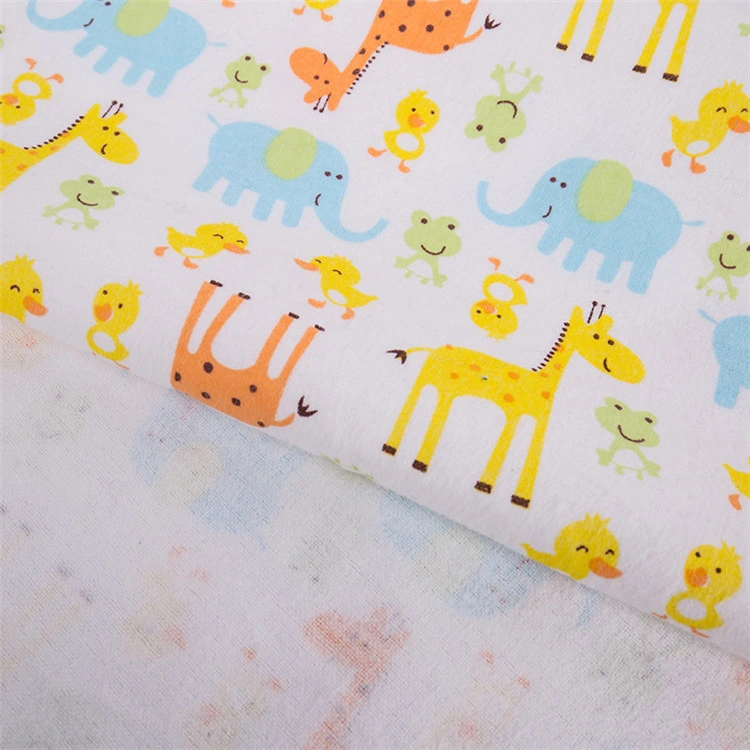 Factory Custom Cartoon Printing Cotton Flannel Fabric for Baby Textile