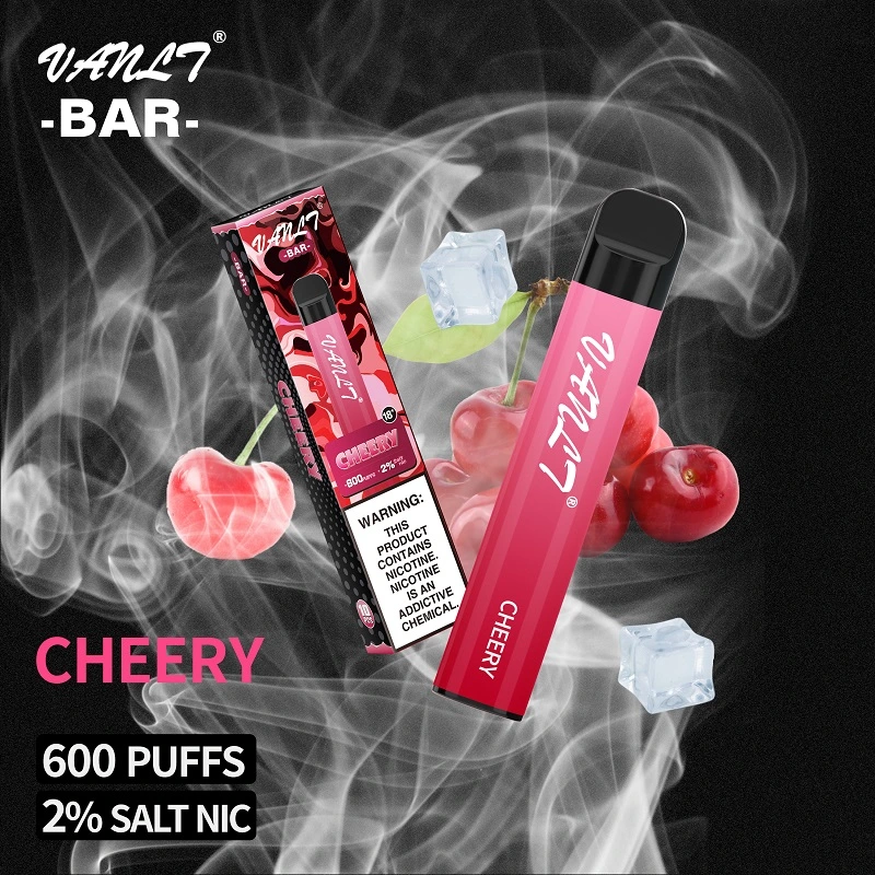 E L'ICG pour périphérique Pod Vapes Vanlt Bar Vaping 600 bouffées Vape Cherry cigarette Cigarette électronique