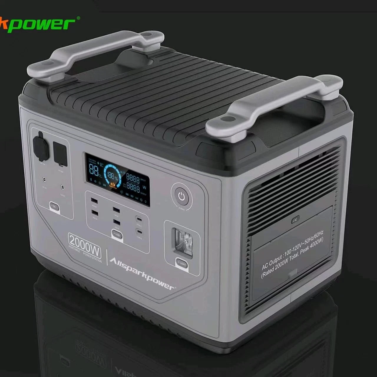 Generador solar portátil USB Batería de respaldo de Banco de potencia de salida para el trabajo al aire libre / Camping 2000W/2000WH