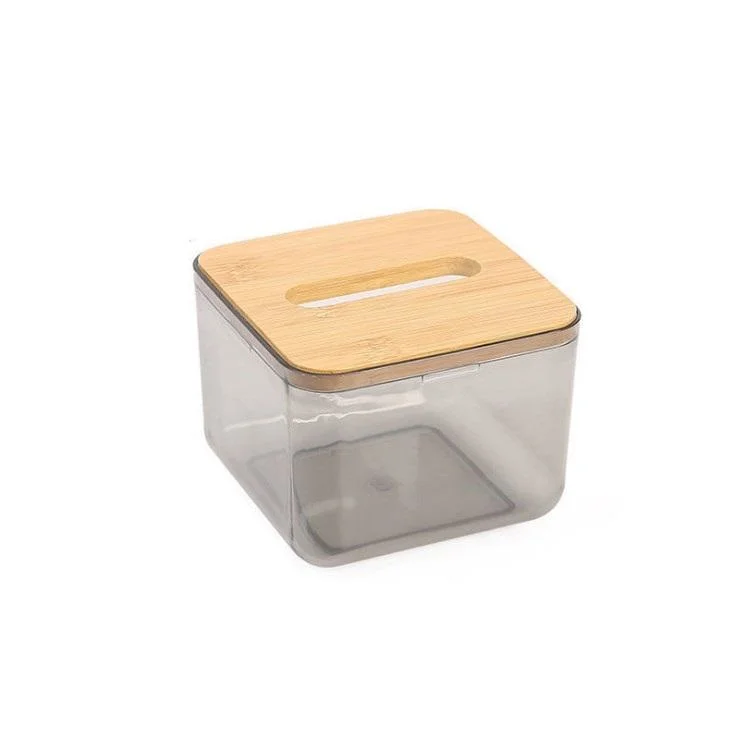 Transparent Funny Tissue Box with Bamboo Lid