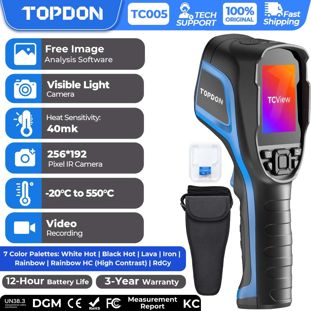 Topdon Factory Fabricante Tc005 dispositivo de máquina de termografía portátil para la medición de imágenes Cámara de 3 pulgadas Enterprise Advanced 480*640 píxeles de impresión térmica