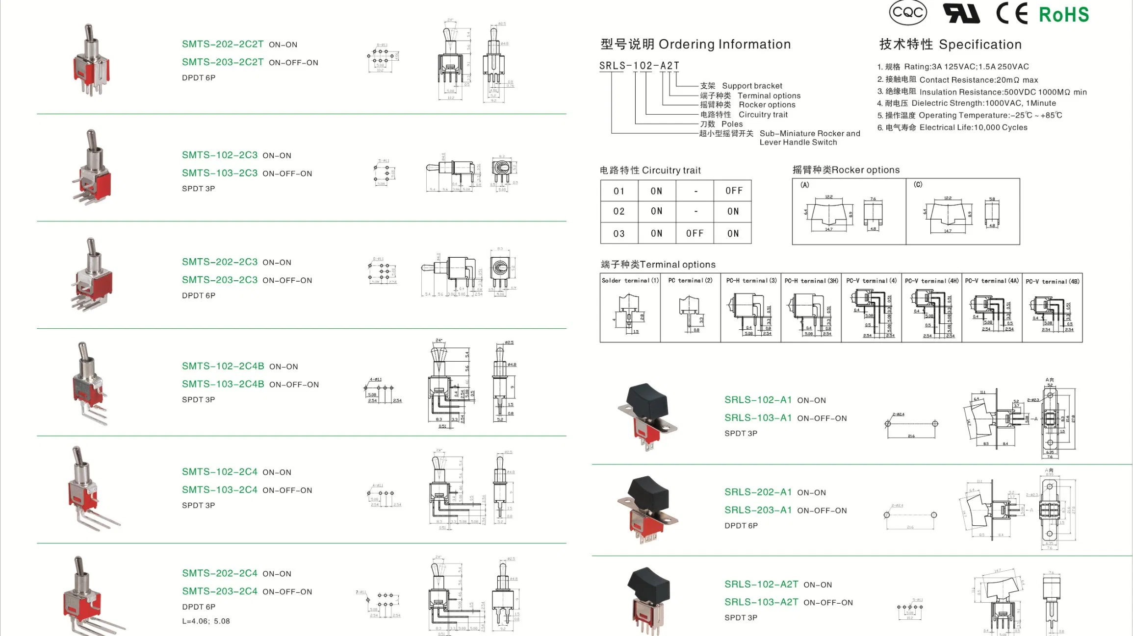 precio de fábrica LT1132c Monopolar on-off de interruptor de reinicio automático UL