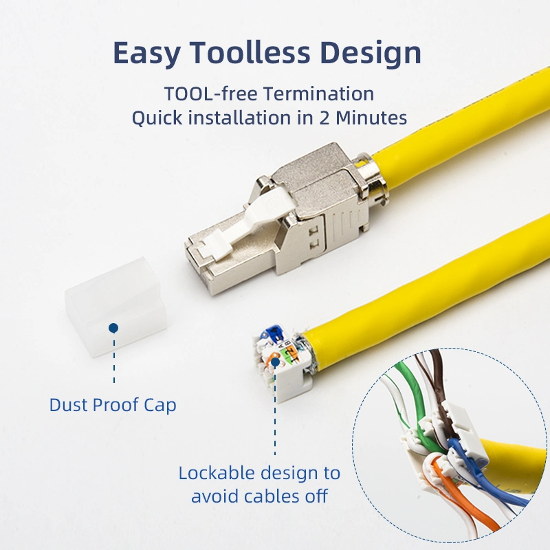 RJ45 8p8c CAT6 أداة محمية FTFTP Zinc Alloy RJ45 سدادة الموصل