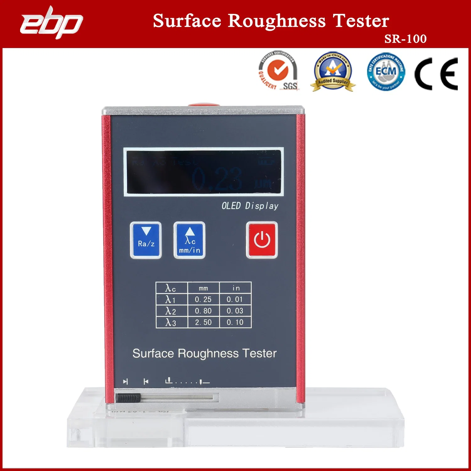 Ordinateur de poche numérique la rugosité de surface Instrument de mesure Testeur de SR-100