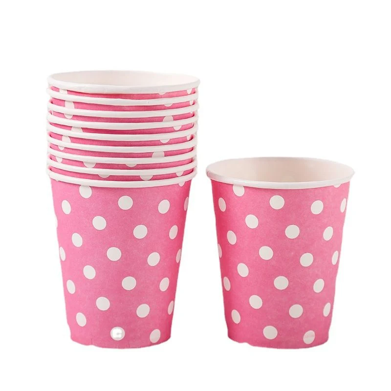 Cup Paper Cup ecofridendly 100% قابلة للتحلل الحيوي من Polka لون الحزب