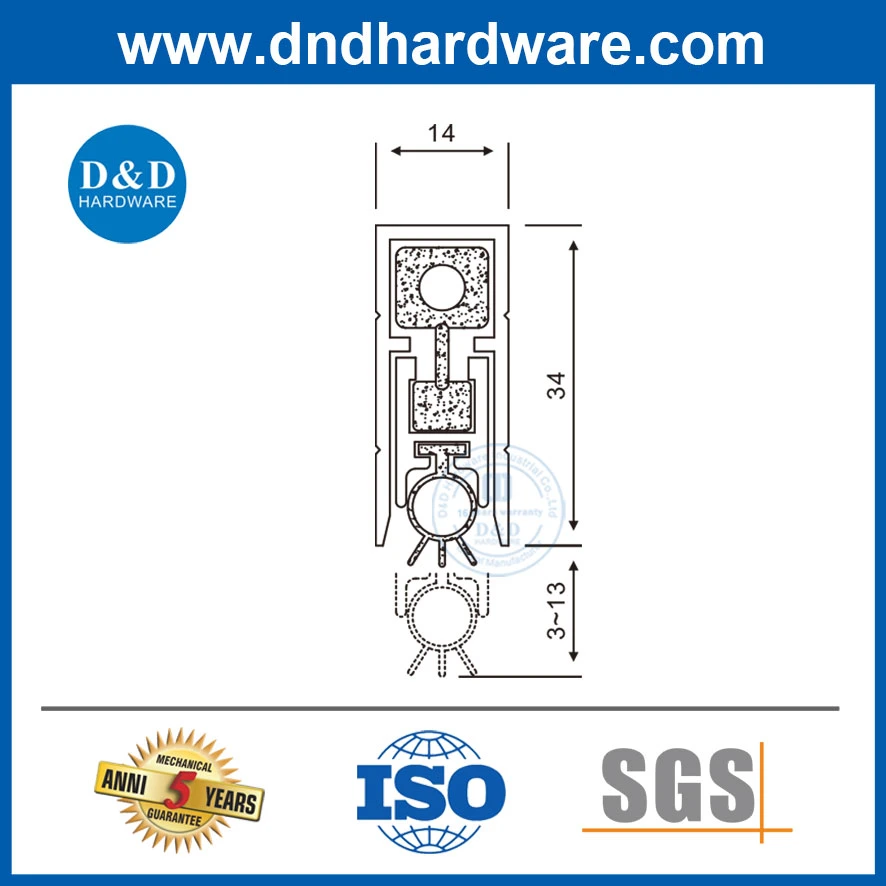 Silicon Rubber in Grey Color Concealed Automatic Door Bottom Seal