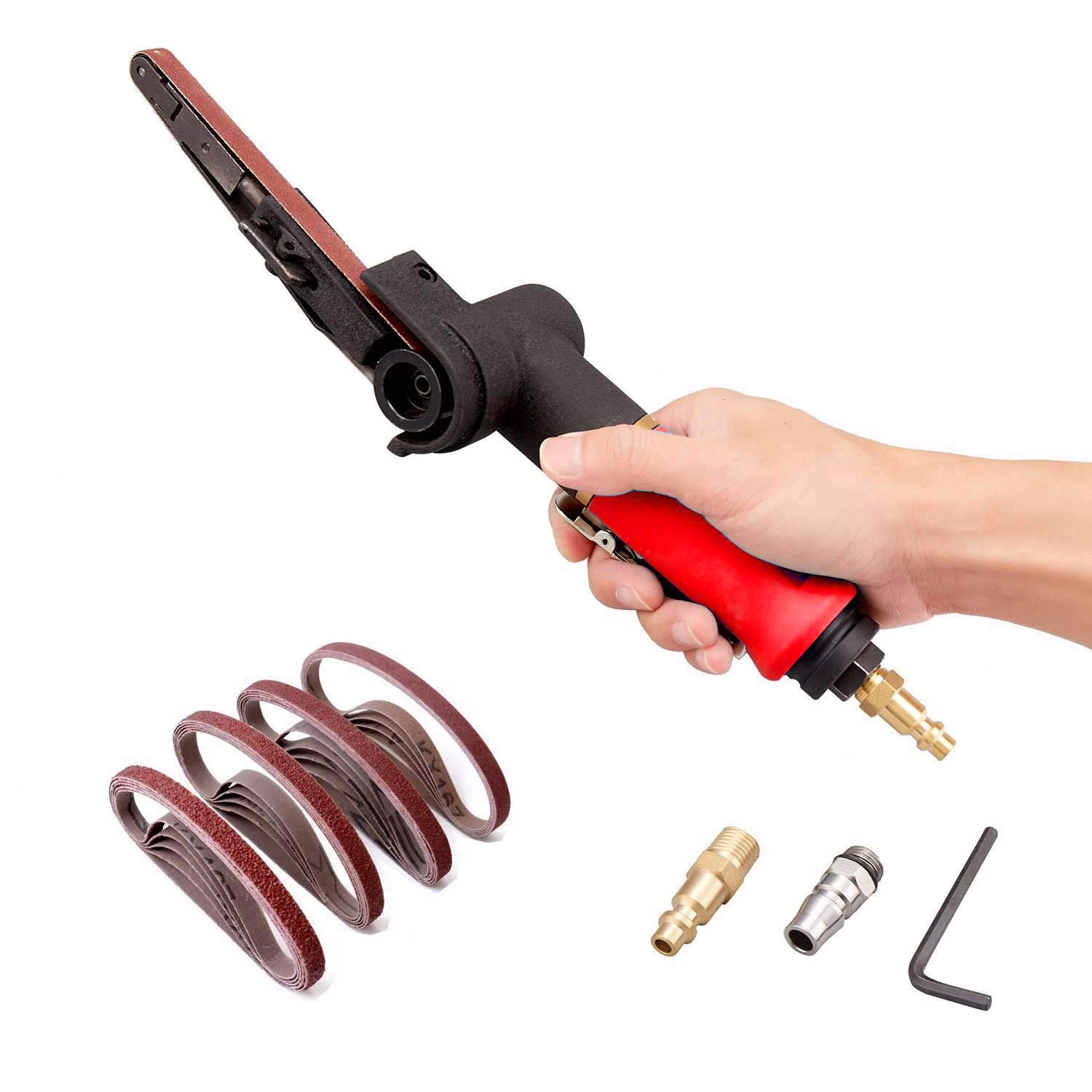 Mini Pneumatic Air Belt Sander with Belt 10mm Pneumatic Belt Sander Air Grinding Polishing Machine Variable Speed Detailing