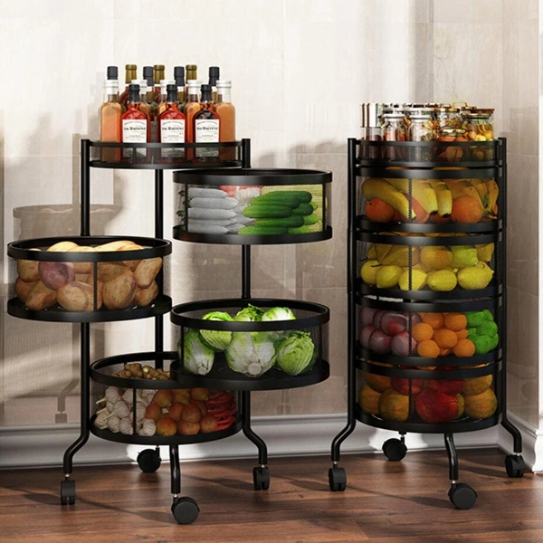3-Tier Fruit Basket for Kitchen Metal Bathroom Storage Bins Cart