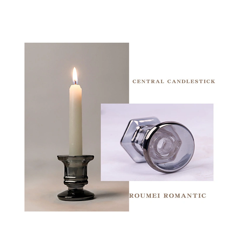 Grey Glass Candle Holder Glass Candle Jar Glassware for Wedding Hotel