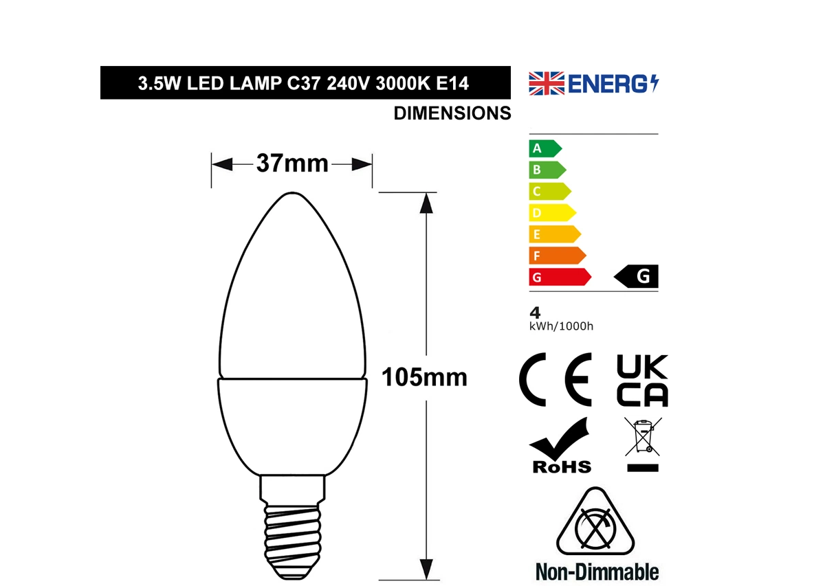 3.5W Frosted Cover LED Candle Lamp Warm White 3000K E27 or E14 or B22 C37 Candle Lights 30W Replacement Idea for Incandescent Bulb Chandeliers Wall Lights