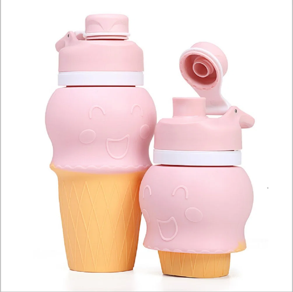 Foldable Silicone Water Bottle Kids Ice Cream Shape Soft Travel Drinking Bottle Esg17697