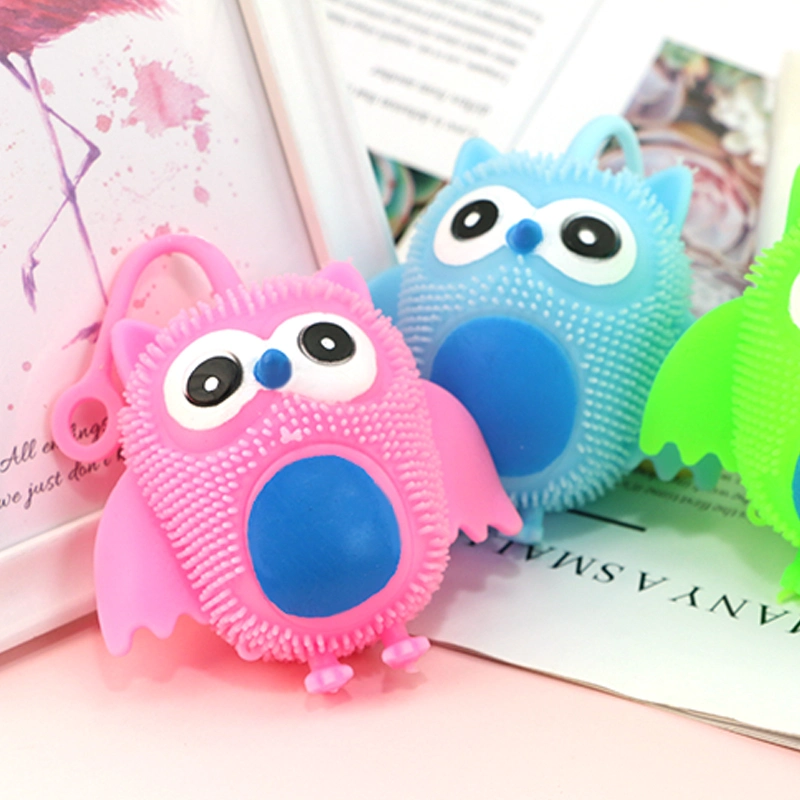 Promotional Puffer Animal Glow in Dark TPR Owl Puffer Toys