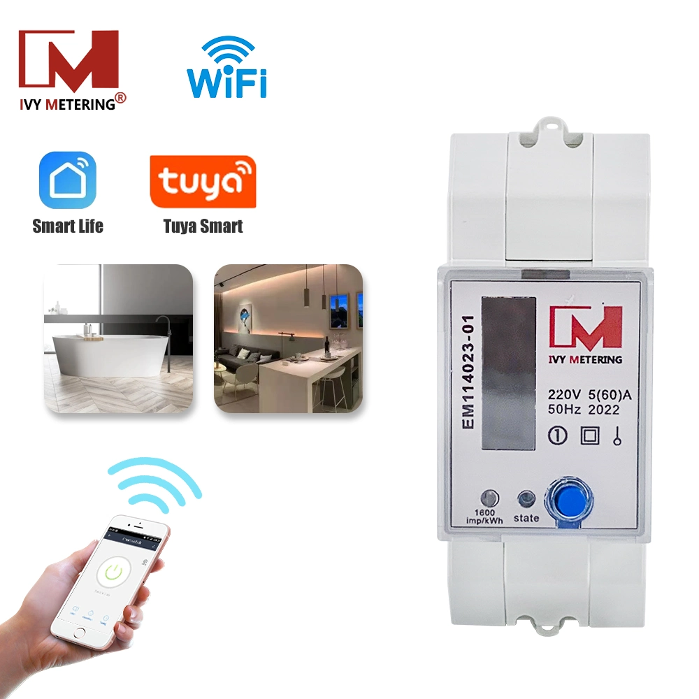 1 Phase DIN Rail Iot WiFi Smart Energy Meter for Tuya APP