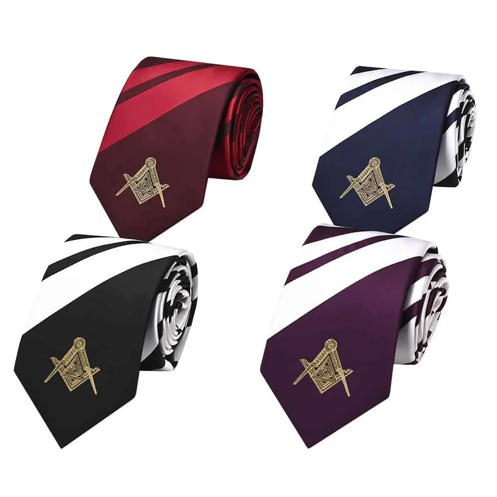 Juego de regalo personalizado Premium Masonic - Corbata de poliéster, Pocket Square, gemelos y Lavalier