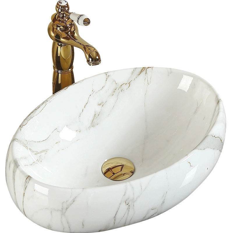 Elegant Rectangle Vessel Sink, Ceramic Bathroom Basin Above Counter, Sanitary Ware