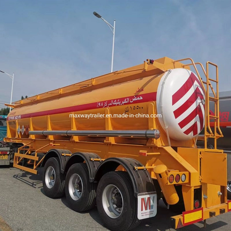 98% Sulphuric Acid Road Tanker 15500 Liters Stainless Steel Acid Tankers